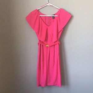 VNeck Belted Dress